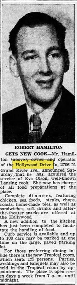 Hollywood Drive-In (Tonys Lounge) - Sep 1954 Article